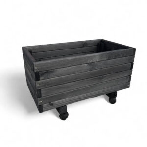 Plantekasse på hjul 60 x 34 x 32 cm - Sort træ